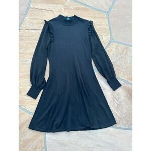 Cece Ruffled Puff Sleeve Dress Womens Size Medium LS